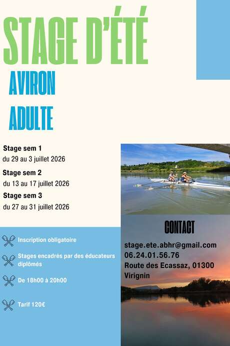 Stage d'été adultes - aviron Bugey Haut Rhône