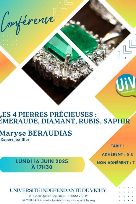 Conférence : les 4 pierres précieuses : émeraude, diamant, rubis, saphir