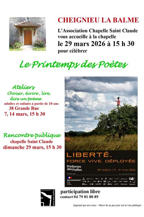 Ateliers - Le Printemps des Poètes à Cheignieu-la-Balme
