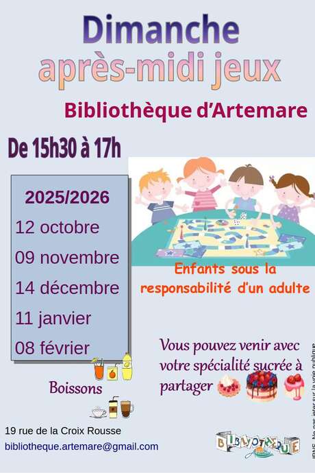 Après-midi jeux du dimanche à la bibliothèque Après-midi jeux du dimanche à la bibliothèque
