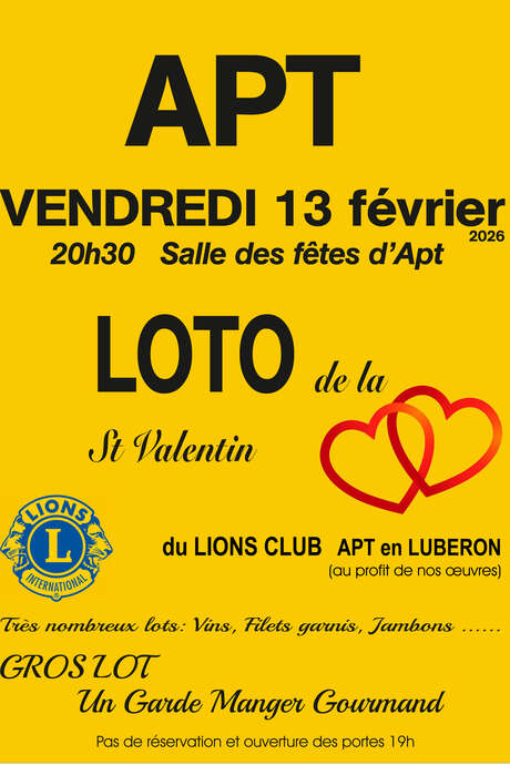 Loto de la Saint Valentin du Lions Club Apt en Luberon