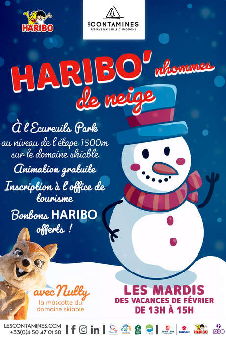 HARIBO'nhommes de neige avec Nutty à l'Ecureuil Park