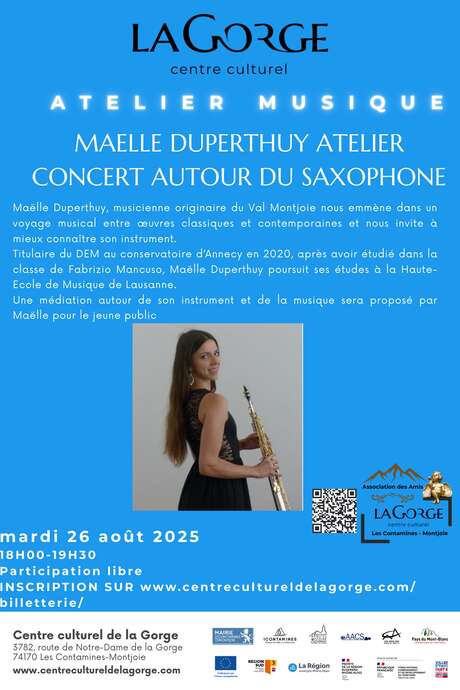 Atelier de musique autour du saxophone avec Maëlle Duperthuy au Centre Culturel de la Gorge
