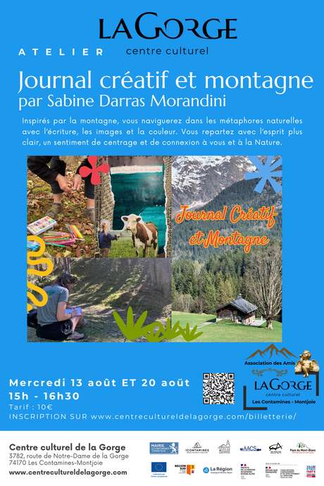 Atelier Journal créatif et montagne avec Sabine Darras Morandini au Centre Culturel de la Gorge