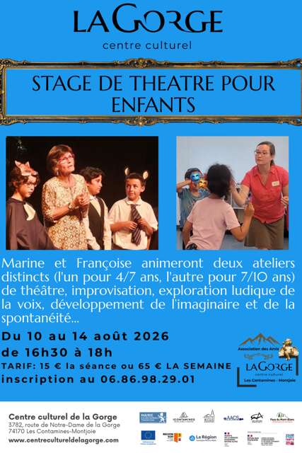 Stage de théâtre pour enfants (4-10 ans) au Centre Culturel de la Gorge