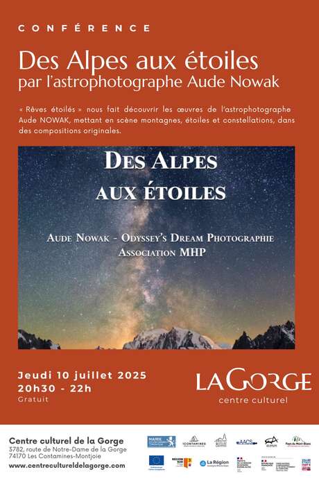Conférence “Rêves étoilés“ par l'astrophotographe Aude Nowak au Centre Culturel de la Gorge