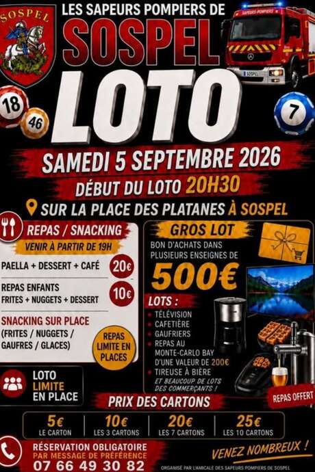 Loto des sapeurs pompiers de Sospel