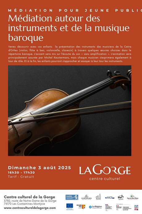 Médiation pour jeune public autour des instruments et de la musique baroque au Centre Culturel de la Gorge