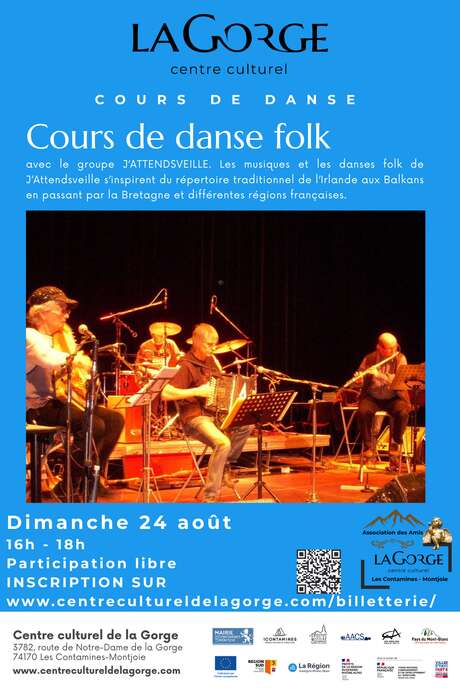 Cours de danse folk avec le groupe J'attendsveille au Centre Culturel de la Gorge