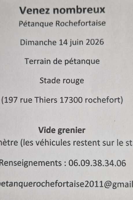 Flohmarkt der Pétanque Rochefortaise