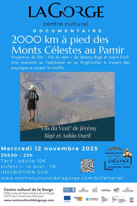 Documentaire "2000 km à pied des Monts Célestes au Pamir " au Centre Culturel de la Gorge