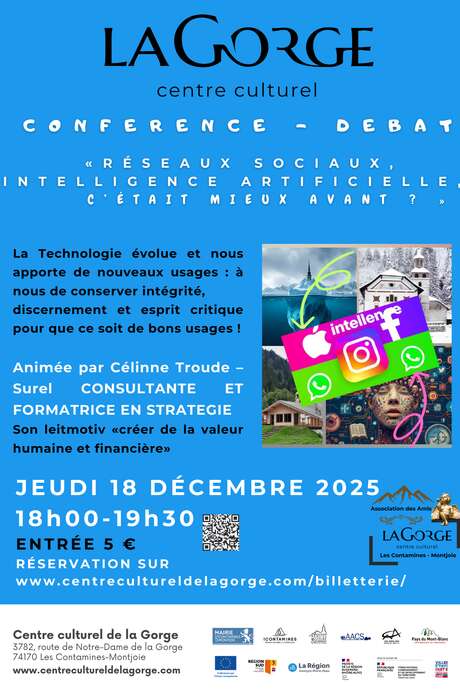 Conférence "Réseaux sociaux, intelligence artificielle, c'était mieux avant ?" au Centre Culturel de la Gorge