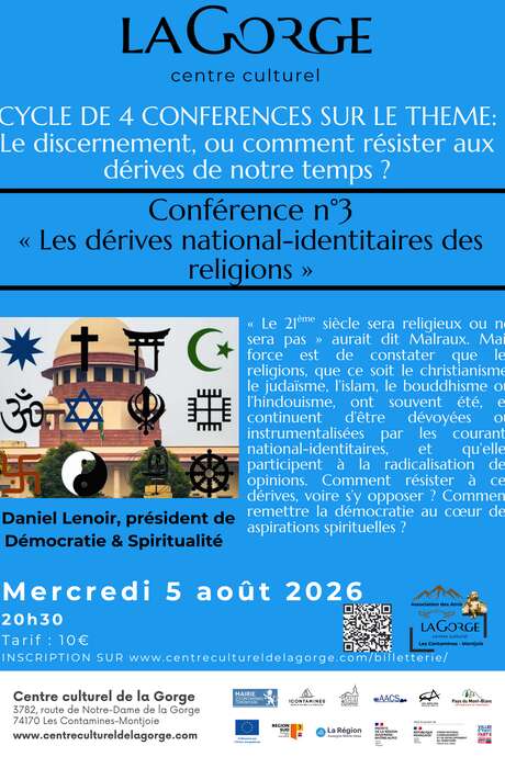Conférence "Les dérives national-identitaires des religions" par Daniel Lenoir au Centre Culturel de la Gorge