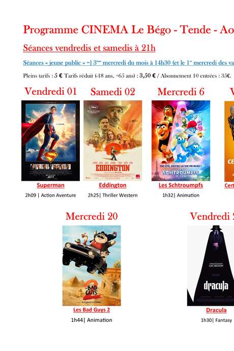 Film screenings in Tende