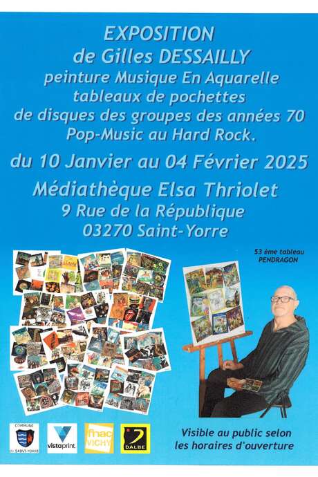 Exposition peinture et pochettes de disques vinyles