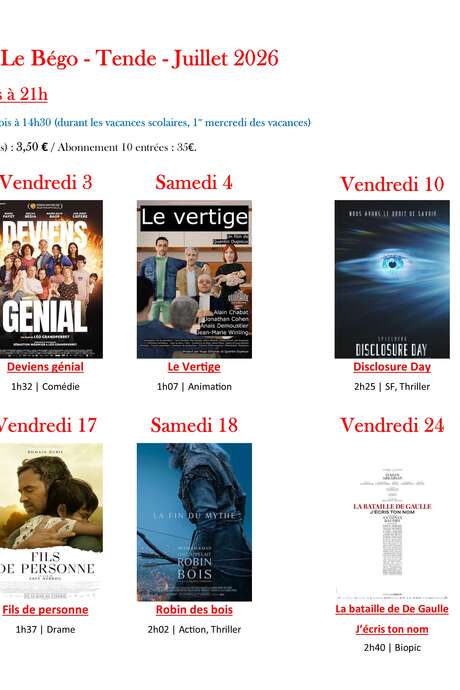 Filmvorführungen in Tende
