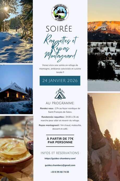 Raquettes en nocturne et repas montagnard – Bauges