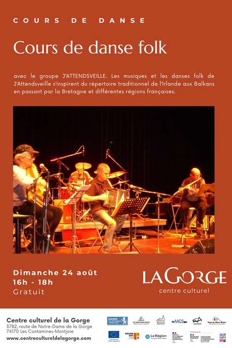 Cours de danse folk avec le groupe J'attendsveille au Centre Culturel de la Gorge