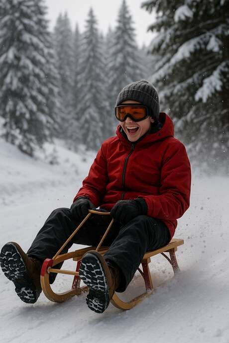 Course de luge sur le front de neige du Queyrelet !