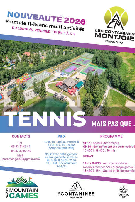 Stage tennis et multi activités - formule 11-15 ans