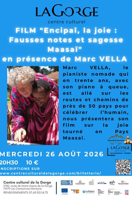 Projection du film « Encipaï, la joie : Fausses notes et sagesse Maasaï » en présence de Marc VELLA au Centre Culturel de la Gorge