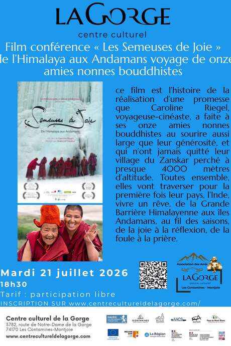 Film conférence "Les semeuses de joie" de l'Himalaya aux Andamans, voyage de onze amies nonnes bouddhistes au Centre Culturel de la Gorge
