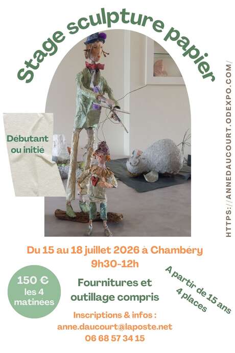 stage sculpture papier pour adultes/ados sur 4 jours