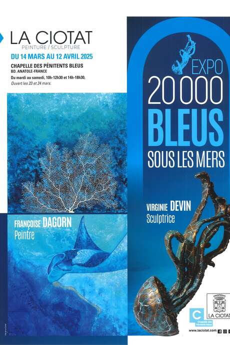 Exposición de pintura y escultura 20 000 bleus sous les mers de Virginie Devin y Françoise Dagorn