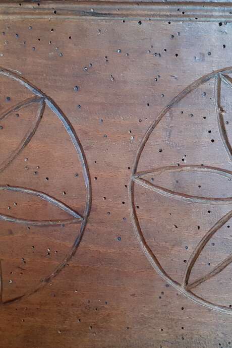 Mysterious symbols of wood craftsmen workshop