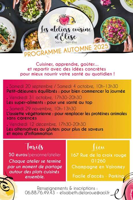 Les ateliers cuisine d'Elise : atelier pour adultes