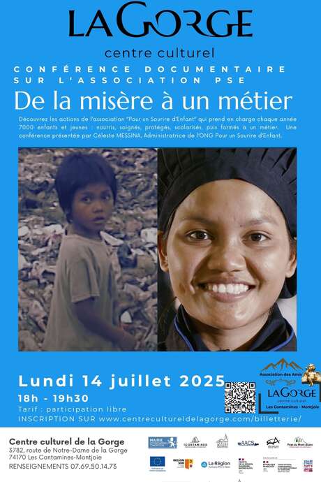 Conférence : « De la misère à un métier » avec l’Association Pour un Sourire d’Enfant  au Centre Culturel de la Gorge
