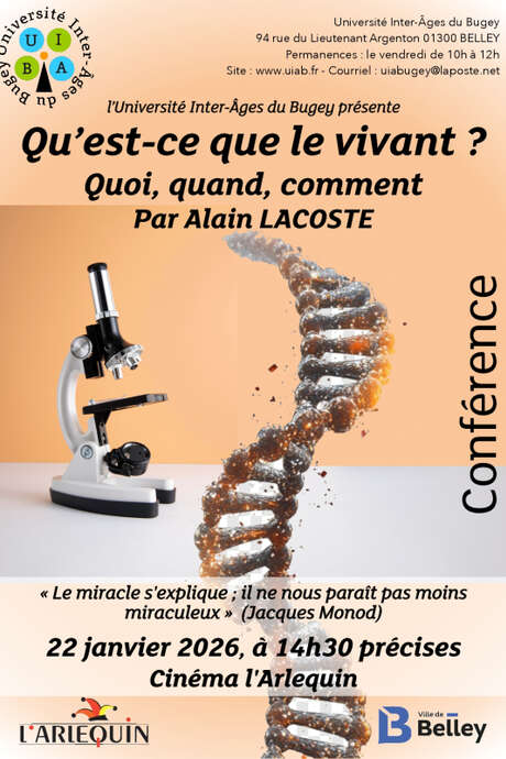 Conférence de l'UIAB : "Qu'est ce que le vivant"