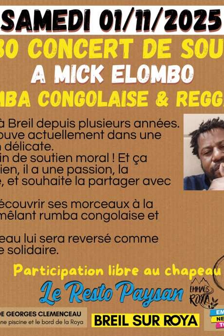 Concert de soutien à Mick Elombo au Resto Paysan