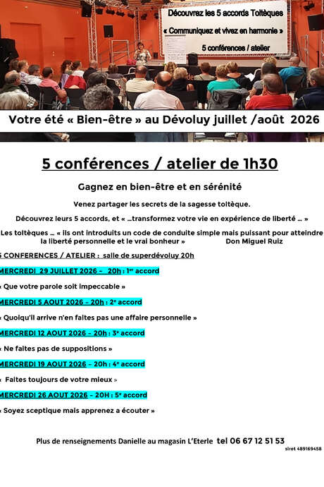 Conférence : "les 5 Accords Toltèques"