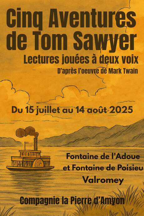 Lecture jouée à deux voix "Les aventures de Tom Sawyer" à la fontaine de Poisieu avec la Cie La Pierre d'Amyon