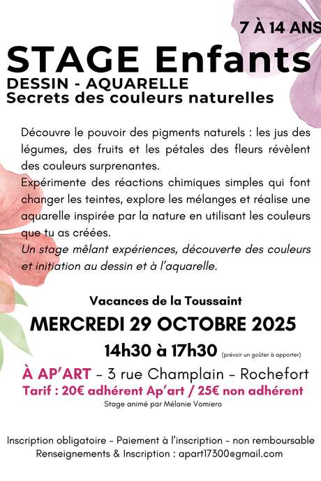 Stage aquarelle pour les enfants : les secrets des pigments naturels