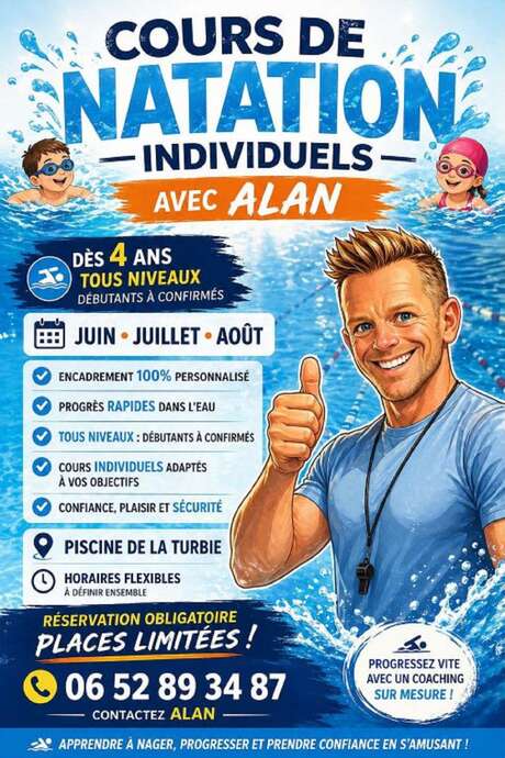 Cours de natation individuels avec Alan