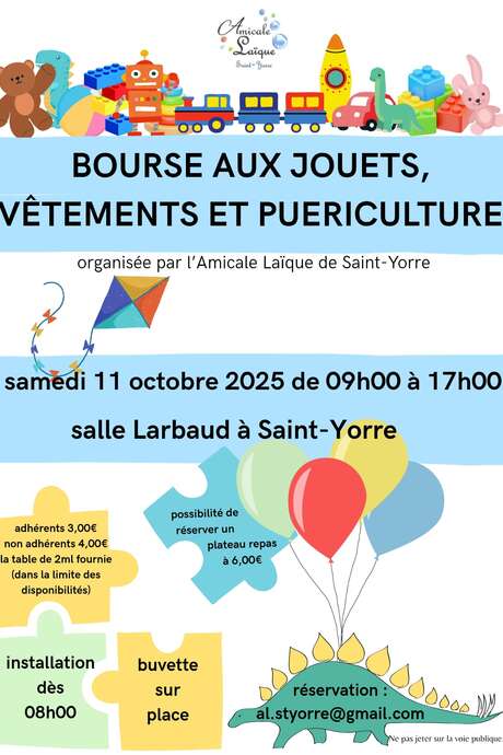 Bourse aux jouets, vêtements et puériculture