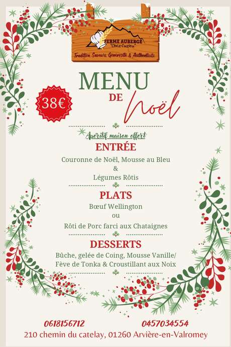 Repas de Noël à la Ferme Auberge "Chez Cuzieu"