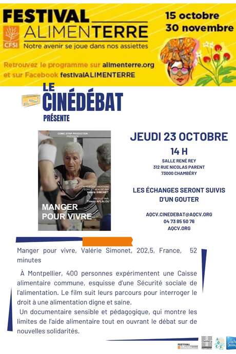 Festival Alimenterre, projection de "Manger pour vivre" avec l'AQCV