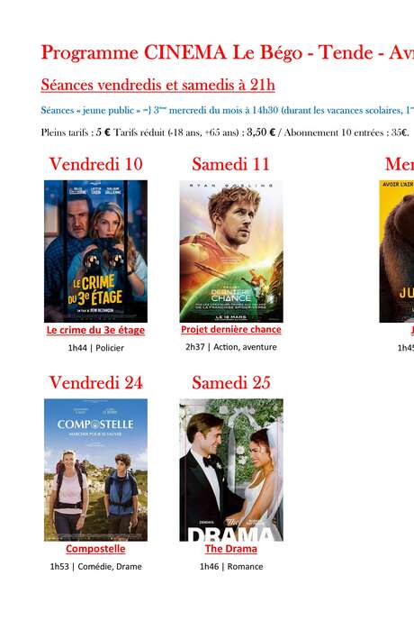 Film screenings in Tende