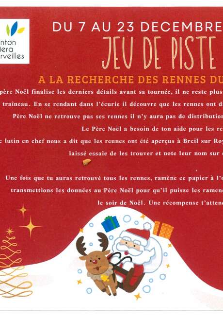 Jeu de piste de Noël "A la recherche des rennes du Père Noël