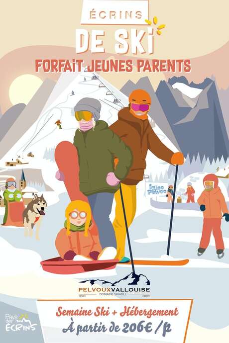 Écrins de ski : séjour jeunes parents (hébergement et forfait de ski semaine à partager) à partir 206 €/personne - Station de Pelvoux Vallouise