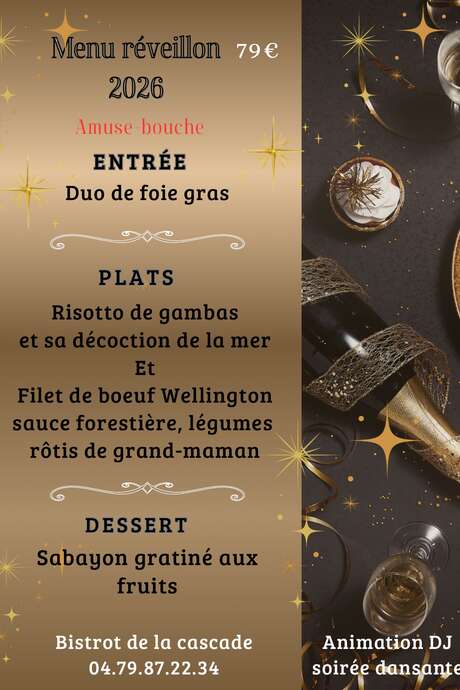 Repas du réveillon 2026 - Bistrot de la Cascade