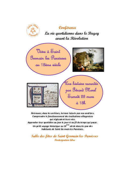 Conférence "Vivre à Saint Germain au 18ème siècle"