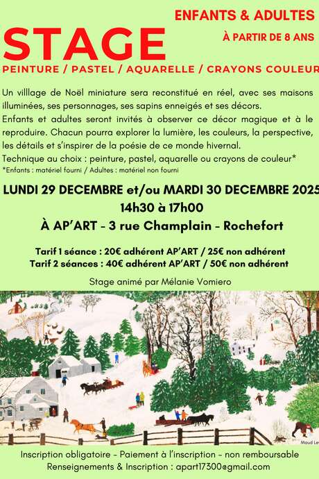 Christmas workshop: Painting, pastels, watercolours, coloured pencils