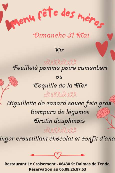 Menu Fête des Mères