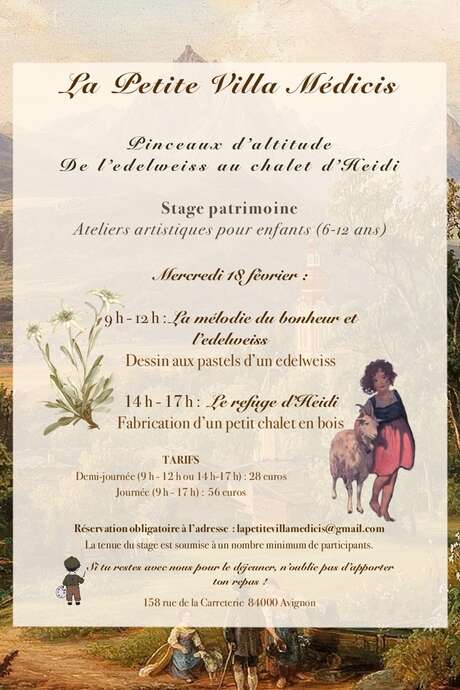 Stage Patrimoine jeune public - Pinceaux d'altitude : De l'edelweiss au chalet d'Heidi