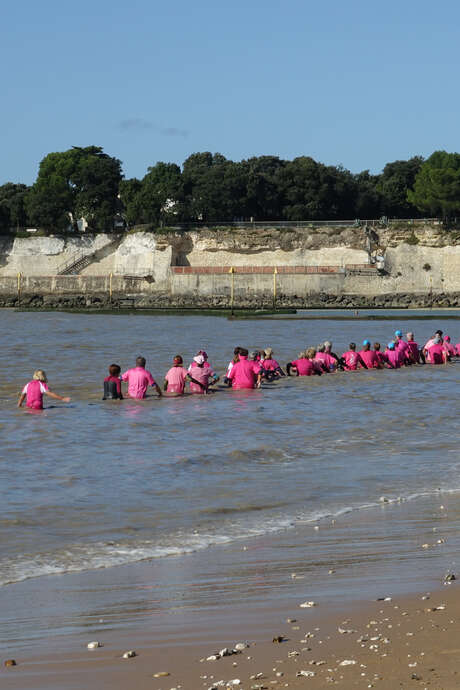 First-time coastal walking in the sea