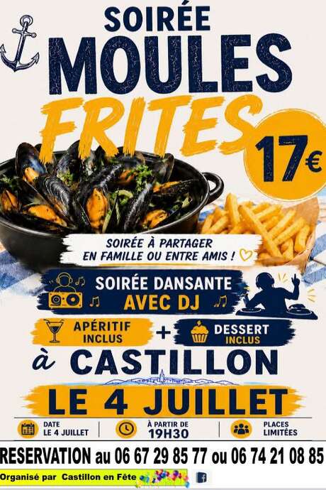 Abend mit Muscheln und Pommes frites in Castillon